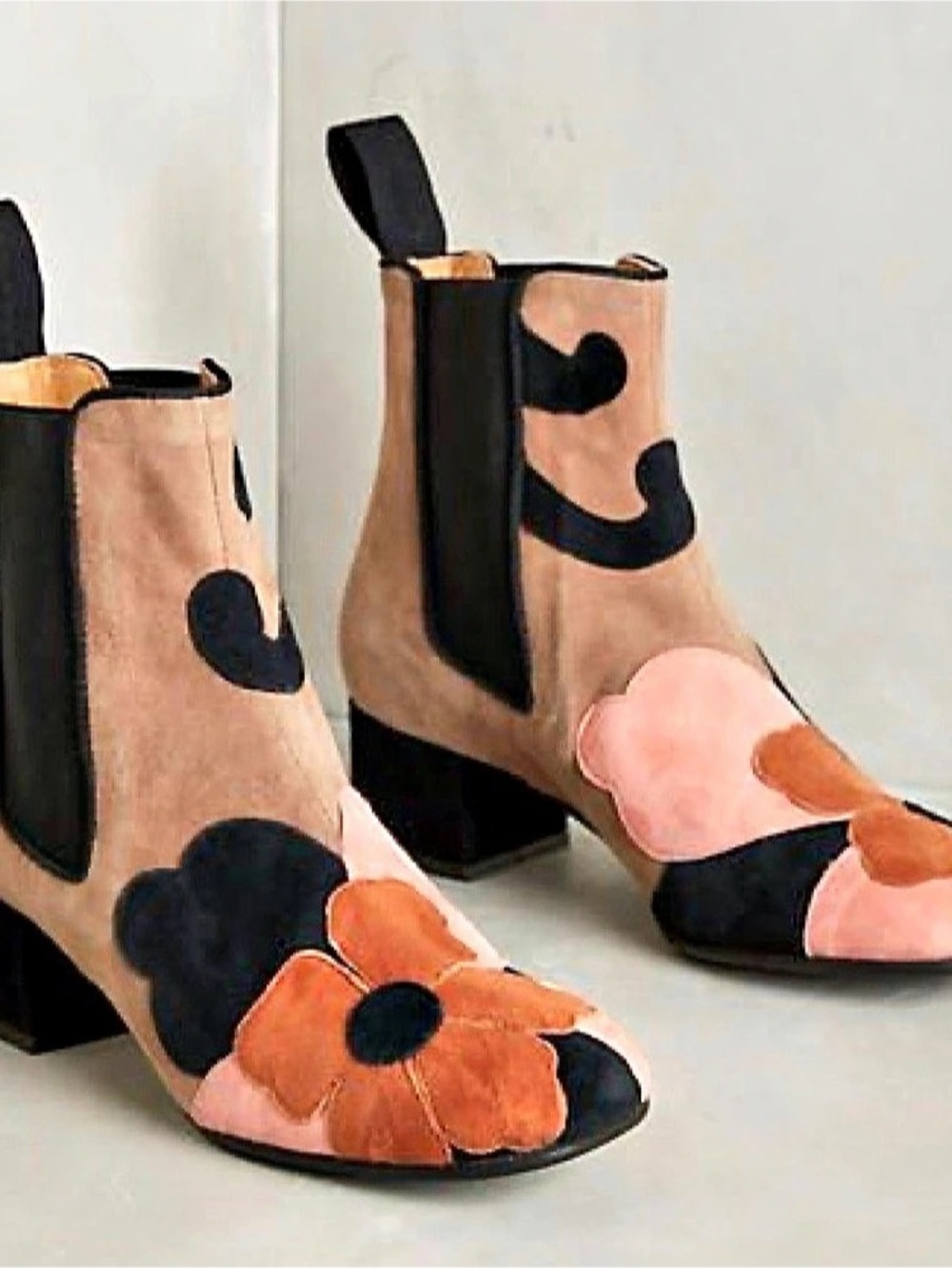 MALAIKARA Floral Ankle Boots EU 38